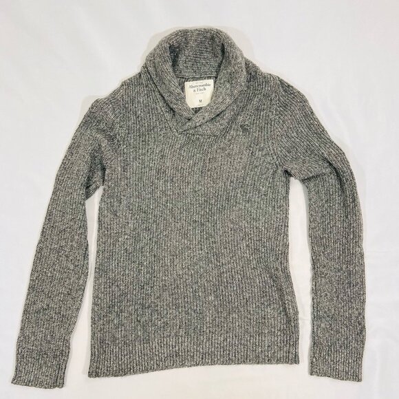 Men's Abercrombie & Fitch Sweater Shawl Neck Gray Size MEDIUM - Picture 1 of 5